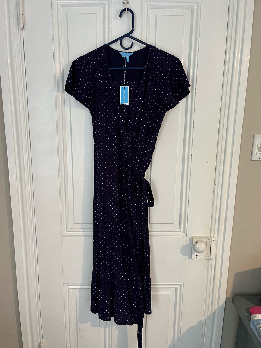 Draper James Navy Dress with White Polka Dots